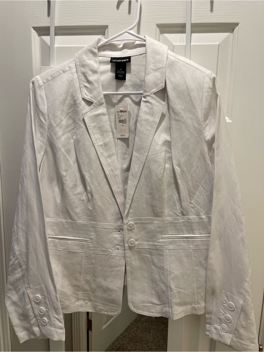 Theory White Linen-Blend Classic Tailored Blazer
